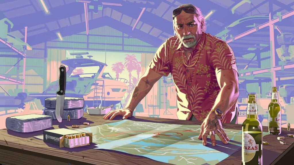 Brian Heder key artwork featuring him inside the Brian's Boat Works & Marina