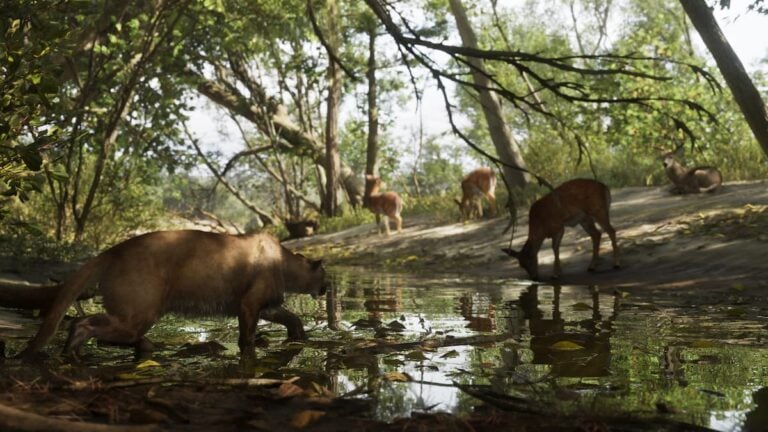 Multiple animals at Mount Kalaga Park in GTA VI including a cougar and deers