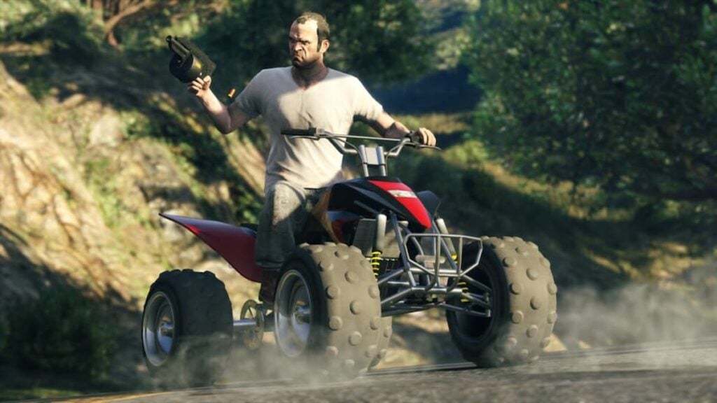 Trevor driving a Nagasaki Blazer in GTA V