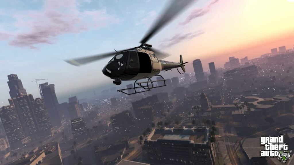 Police Maverick seen flying over Los Santos in GTA V