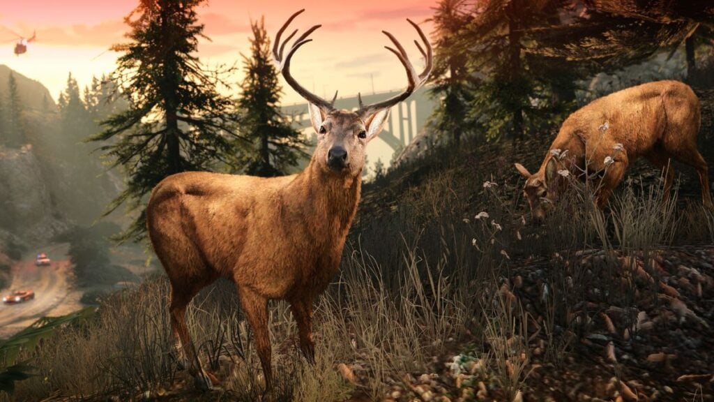 A pair of deer in GTA 5.