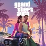Jason and Lucia on the hood of a car with Rockstar logo and Grand Theft Auto 6 on the art.