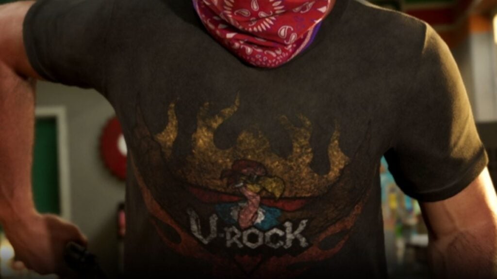 The faded V-Rock radio station shirt worn by Jason in an official clip.