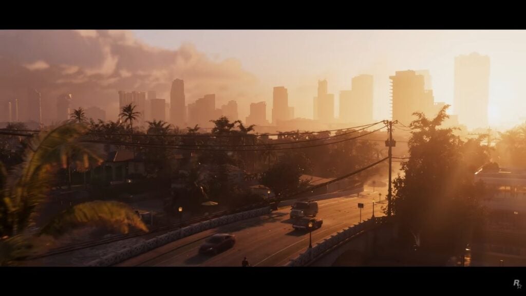 A wide shot of Vice City from GTA 6 trailer two.