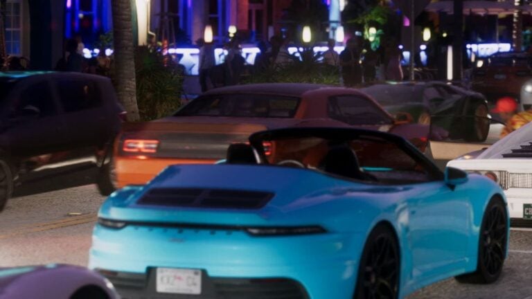 Cyan Pfister Comet S2 Cabrio in GTA 6 at Vice Beach Road