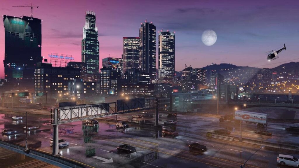 The Los Santos city skyline from GTA 5.