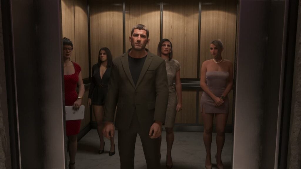 Lucia, Jason, Petra and Valentina in an Elevator