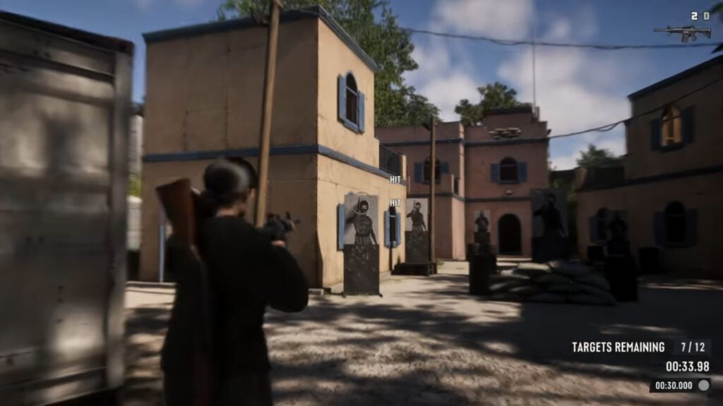 Lucia playing a shooting mini game at a range in GTA 6 Extended.
