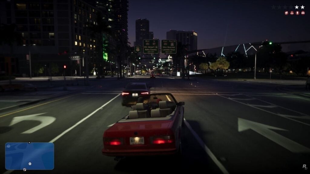 A classic Sentinel in GTA 6 weaving through traffic.