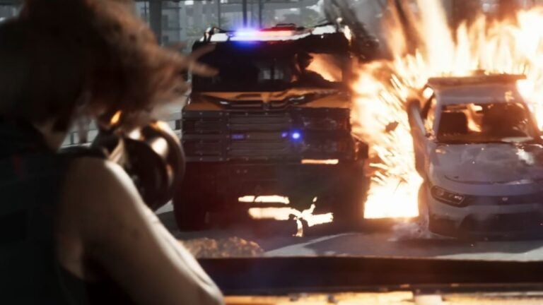 Lucia holding a grenade launcher after firing in GTA 6.