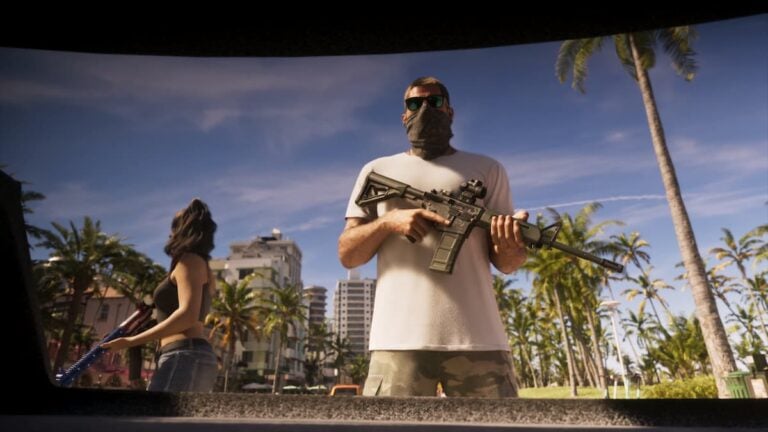 Lucia and Jason Grabbing Weapons from Vehicle Trunk