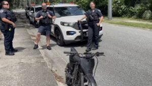 The police with Cade Kirchner's e-bike