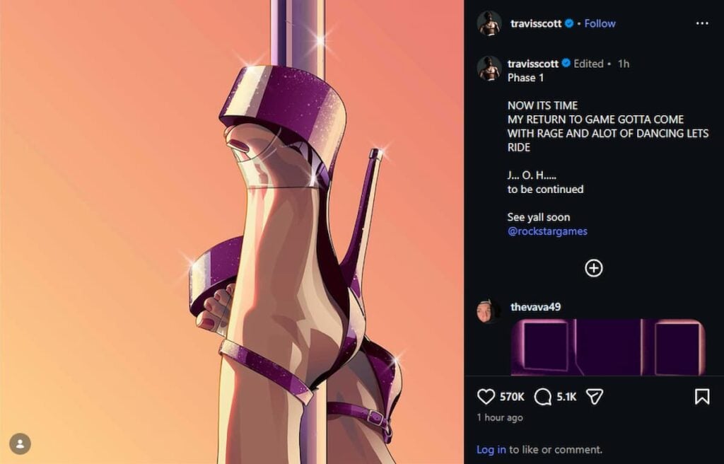 Travis Scott GTA 6 Social Media Post