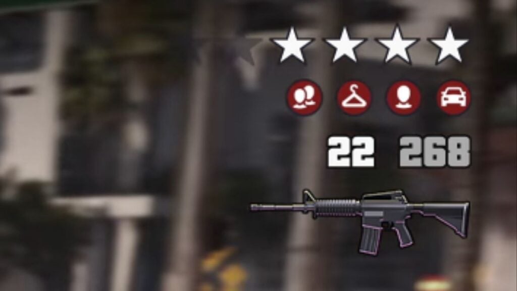 The Wanted Level displayed on the screen in GTA 6. 