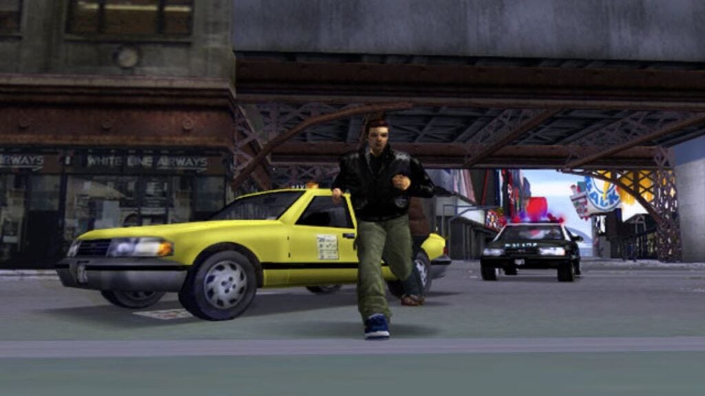 Claude running from the cops in GTA 3