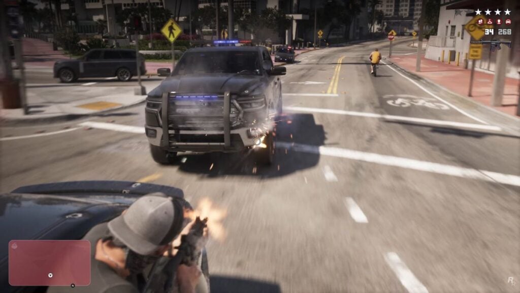 Jason shooting at police in the GTA 6 Extended Look.